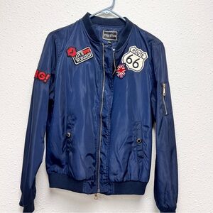NAVY Bomber jacket with patches SIZE large